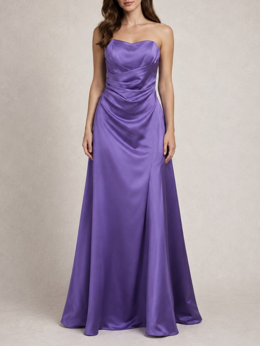 Alfred Angelo Dress Purple Womens Size 6 Strapless Ruched Satin Prom Formal Gown